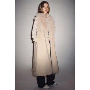 ZARA ZW COLLECTION FAUX FUR COLLAR WAISTCOAT